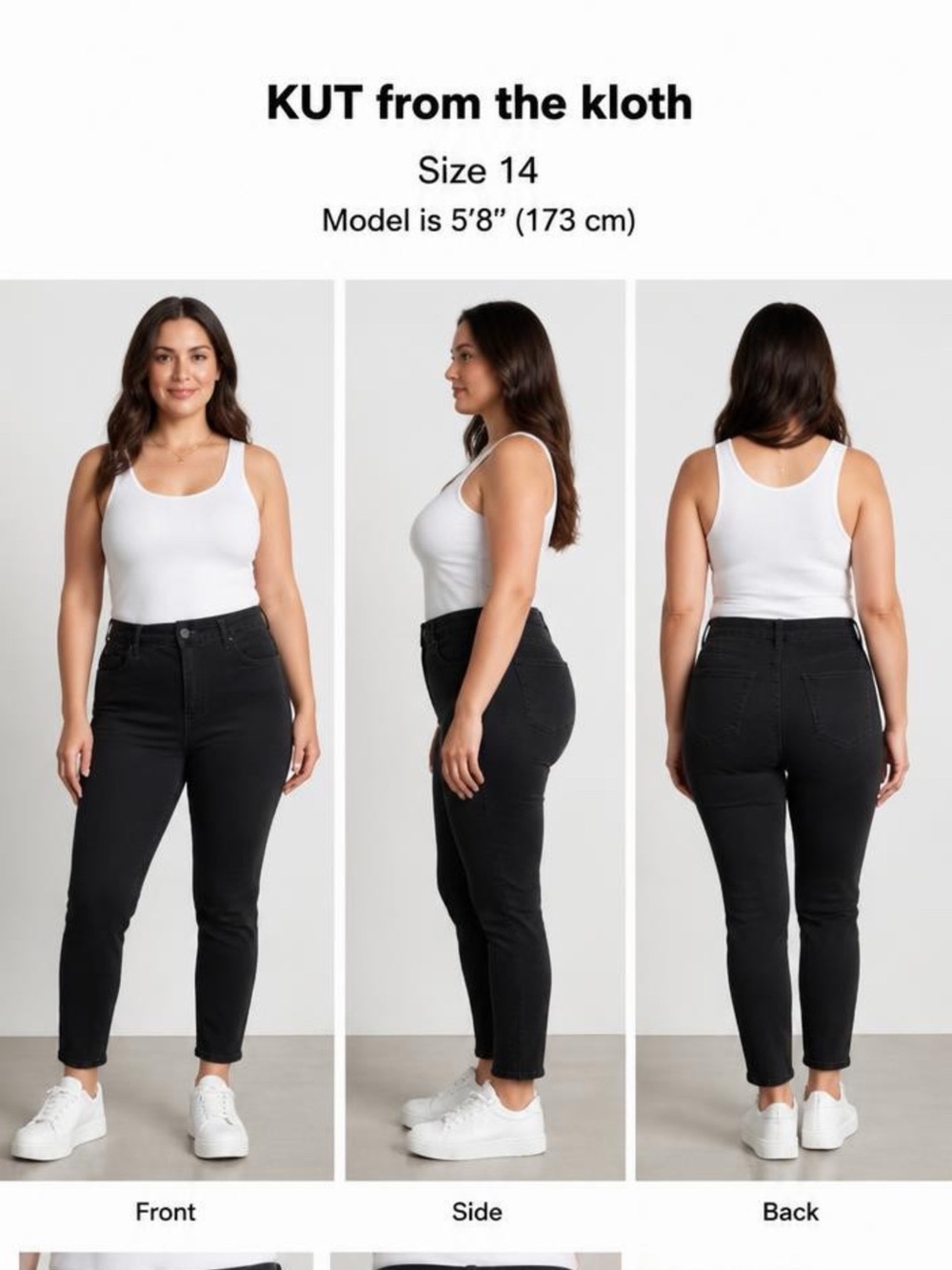 KUT from the kloth High Rise Diana Fab Ab Skinny Black  Corduroy Pants Sz 14W